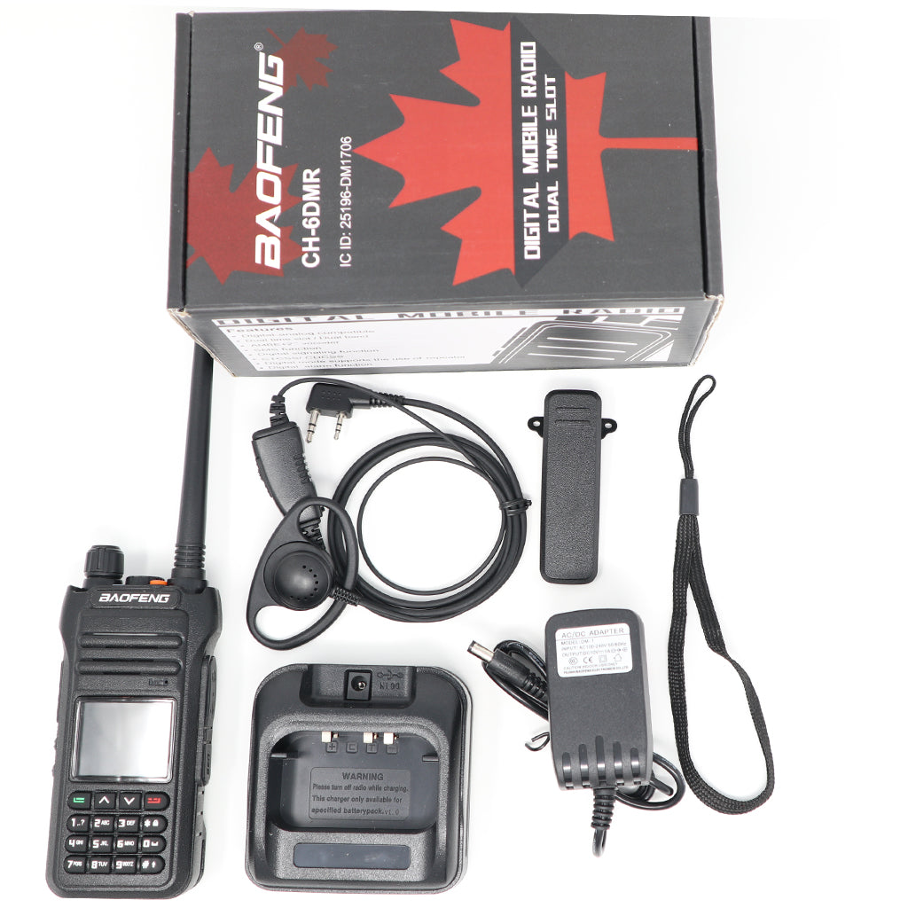 Baofeng CH-6DMR (DMR and Analog) Dual Band Two-Way Radio (144-148MHz VHF & 430-450MHz UHF),Includes Full Kit with Programming Cable