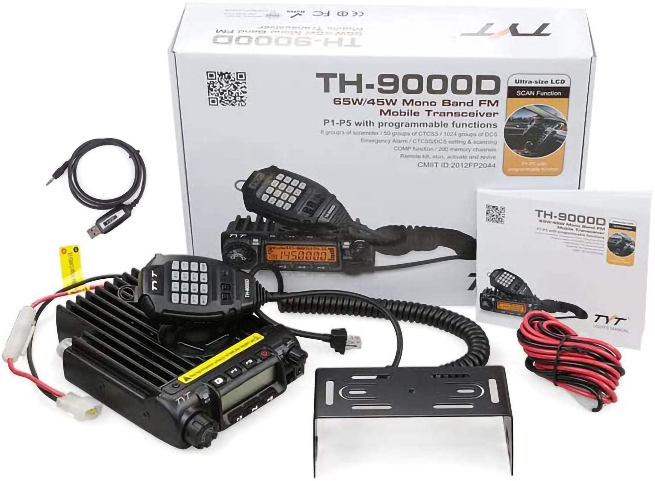 TYT TH-9000D Plus Mobile car radio vhf 144-148mh 65w 200 channels vehicle transceiver(ic certification id: 10337a-th-9000dv)