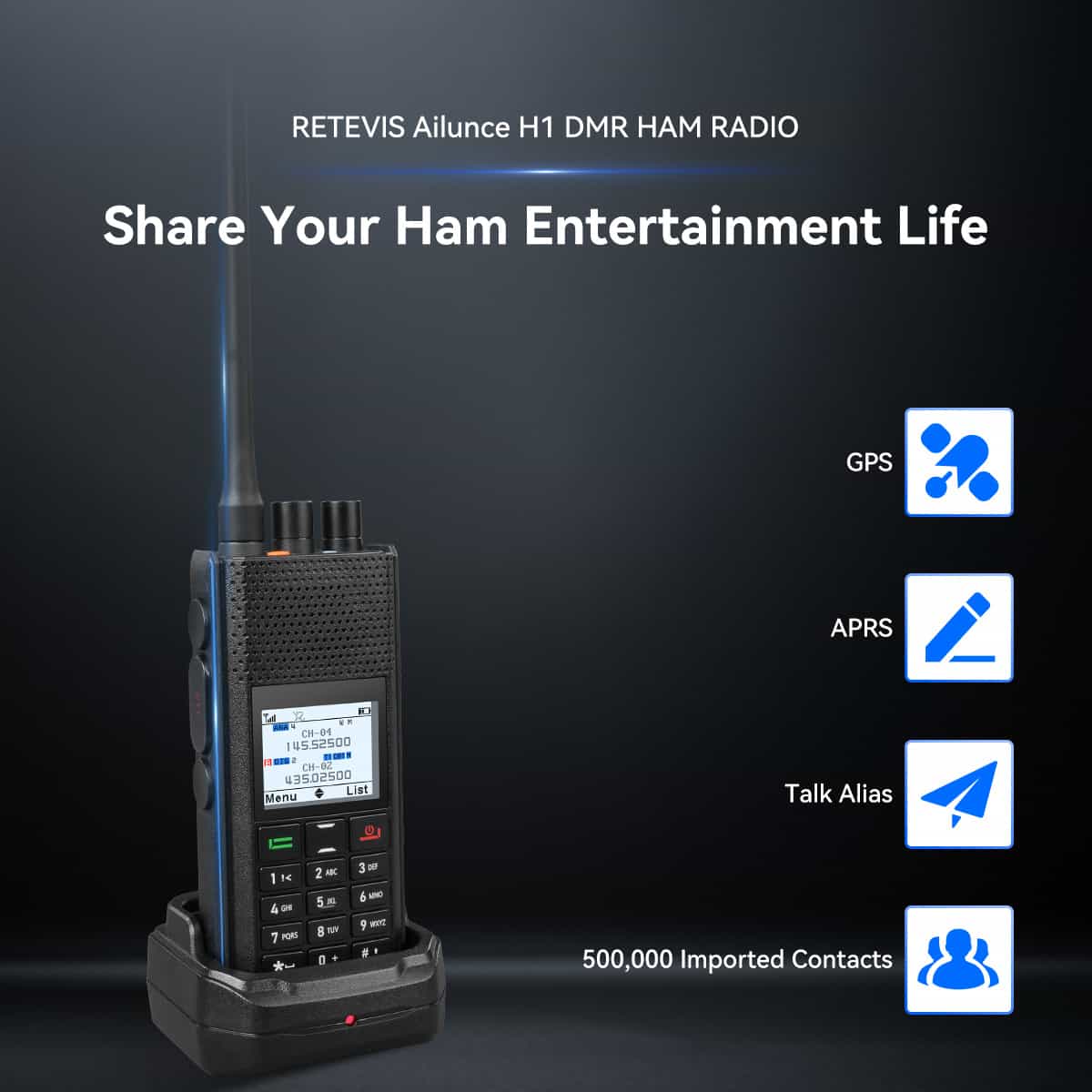 Retevis Ailunce H1 6W GPS APRS Dual Band DMR Amateur Ham Radio