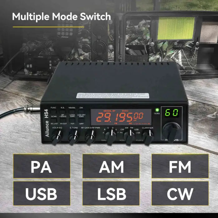 Retevis HS4 (Quad 5 AT-5555) 10+ Meter Mobile CB Style Amateur Ham Radio - 2024 Version With CTCSS/DCS