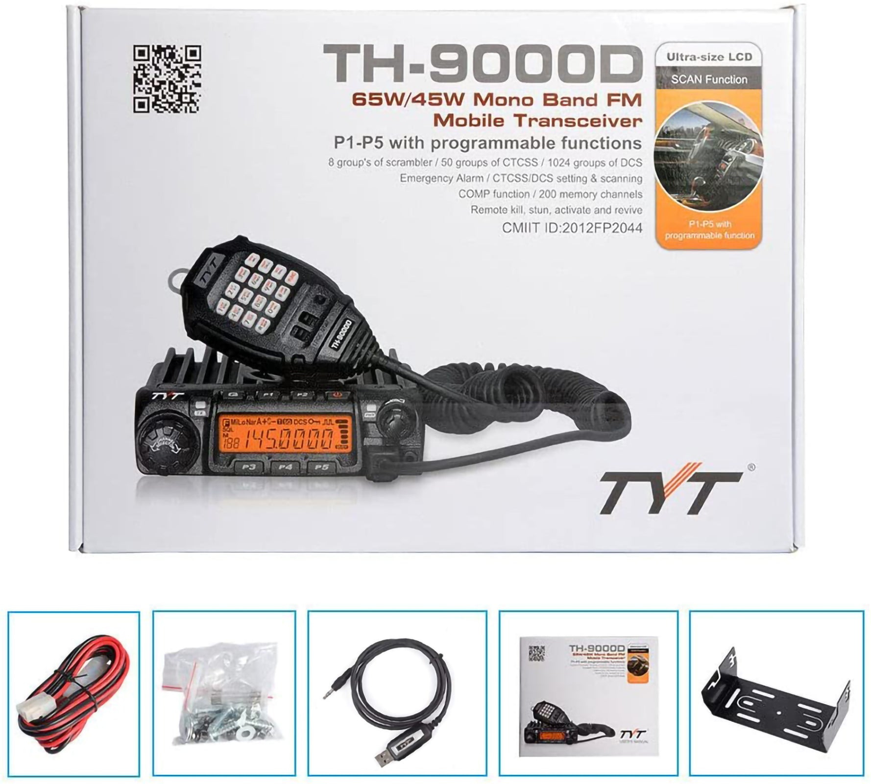 TYT TH-9000D UHF Mono Band Mobile Radios 50 Watt Amateur Car Truck Ham Transceiver with USB Programming Cable - 1